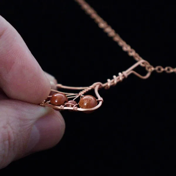 Ginkgo Leaf - White Laced Red Jasper - Copper Necklace