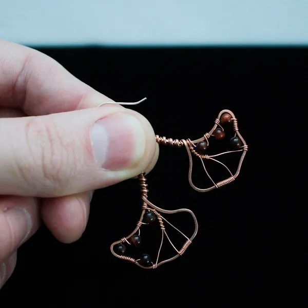 Ginkgo Leaf Copper Earrings