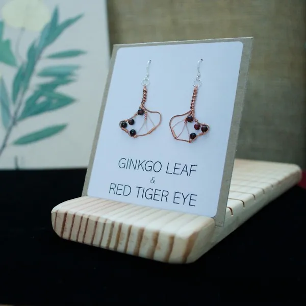 Ginkgo Leaf Copper Earrings