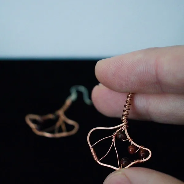 Ginkgo Leaf Copper Earrings