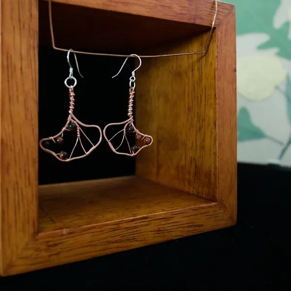 Ginkgo Leaf Copper Earrings