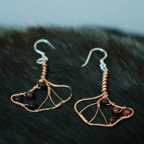 Ginkgo Leaf Copper Earrings