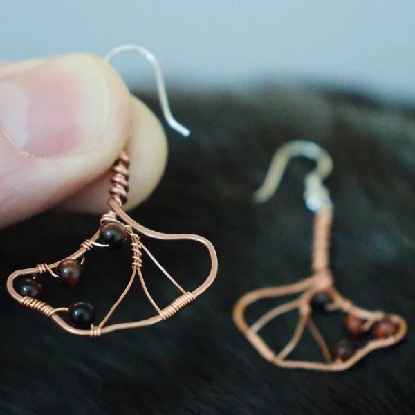 Ginkgo Leaf Copper Earrings