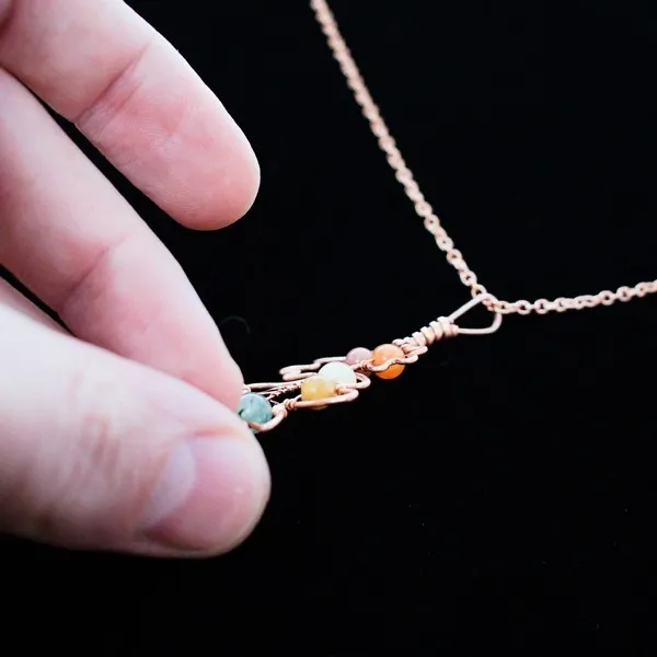 Hawthorn Leaf - Mixed Rutilated Quartz - Copper Necklace