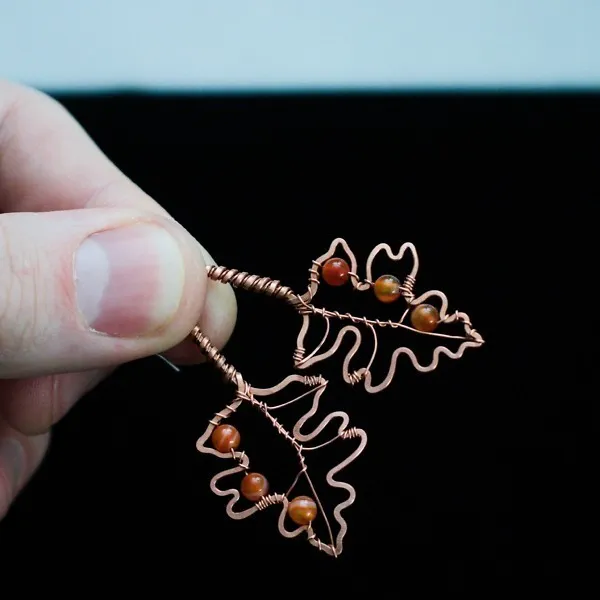 Hawthorn Leaf Copper Earrings