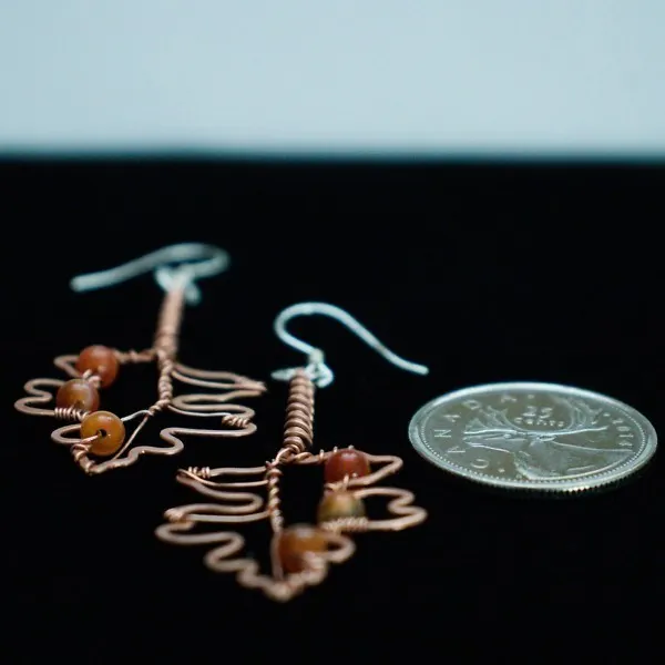 Hawthorn Leaf Copper Earrings