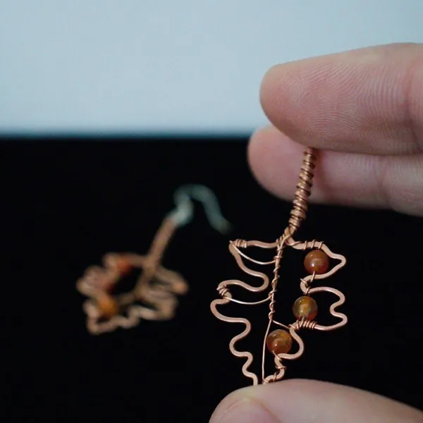 Hawthorn Leaf Copper Earrings