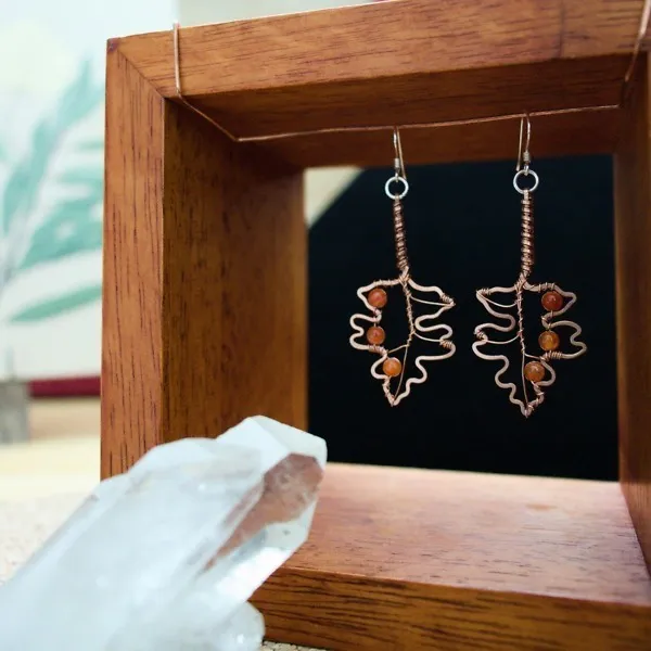 Hawthorn Leaf Copper Earrings