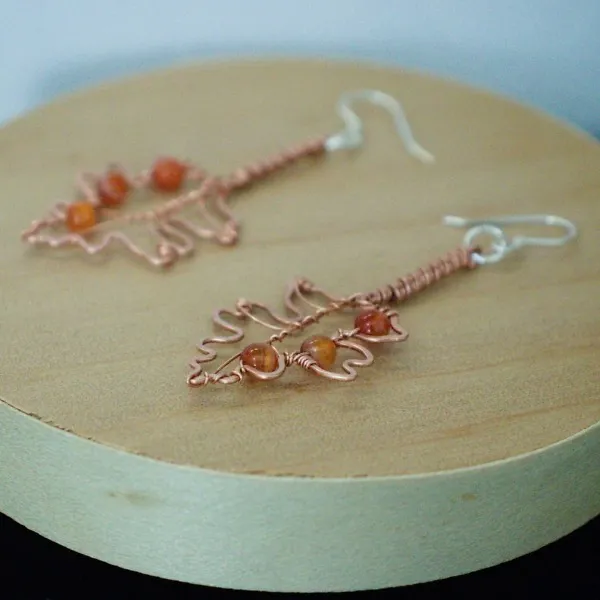 Hawthorn Leaf Copper Earrings