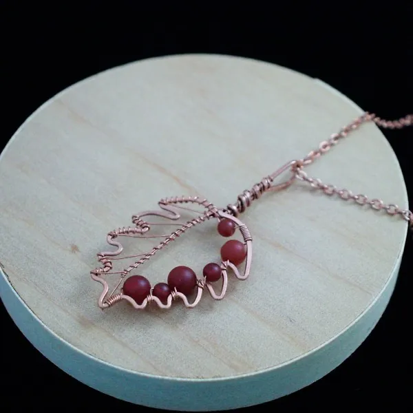 Hazel Leaf - Carnelian - Copper Necklace