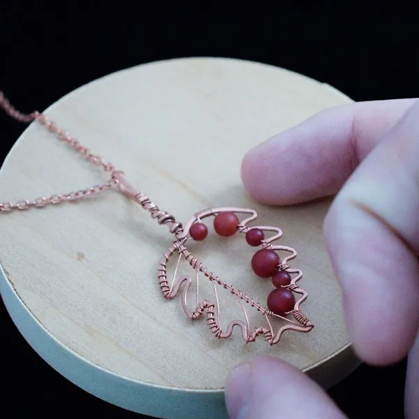 Hazel Leaf - Carnelian - Copper Necklace