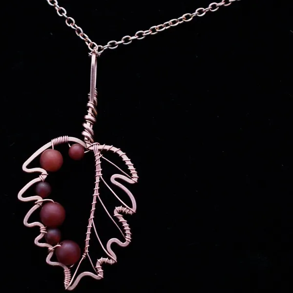 Hazel Leaf - Carnelian - Copper Necklace