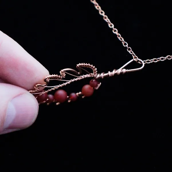 Hazel Leaf - Carnelian - Copper Necklace