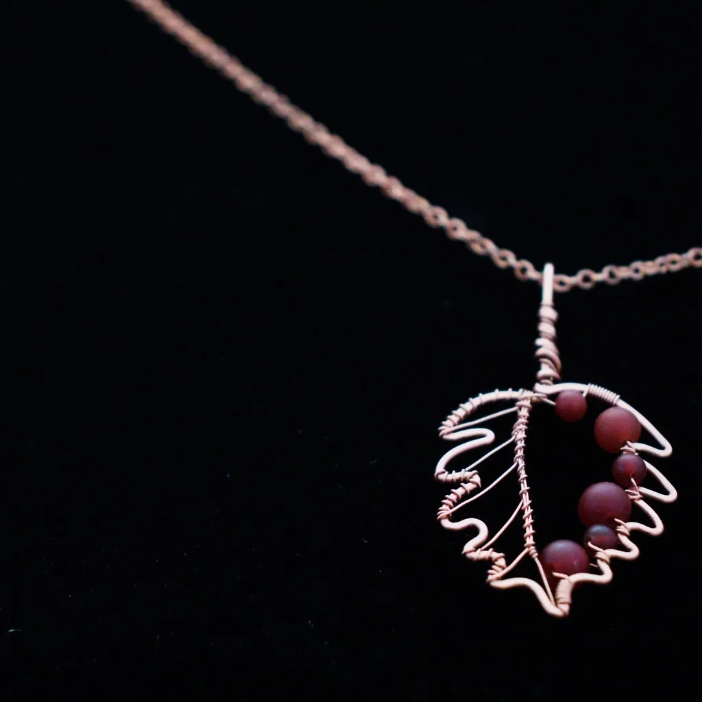 Hazel Leaf - Carnelian - Copper Necklace