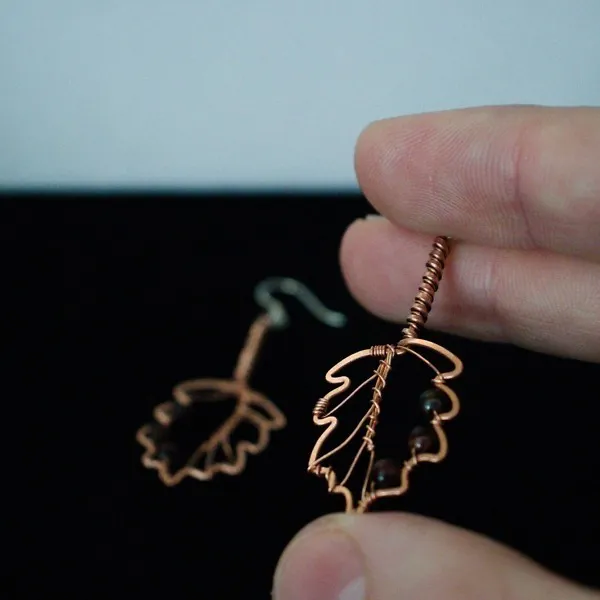 Hazel Leaf Copper Earrings