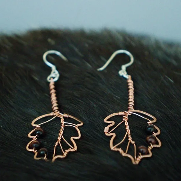 Hazel Leaf Copper Earrings