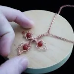 Holly Leaflet - Carnelian - Copper Necklace