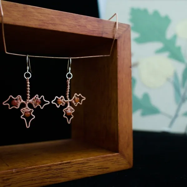 Holly Leaf Copper Earrings