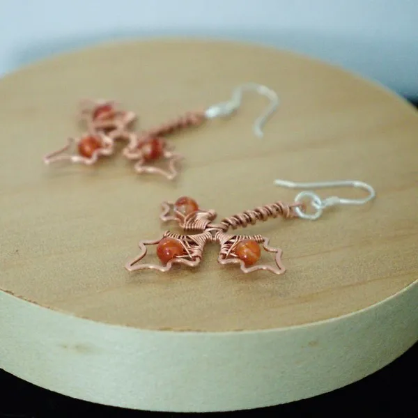 Holly Leaf Copper Earrings