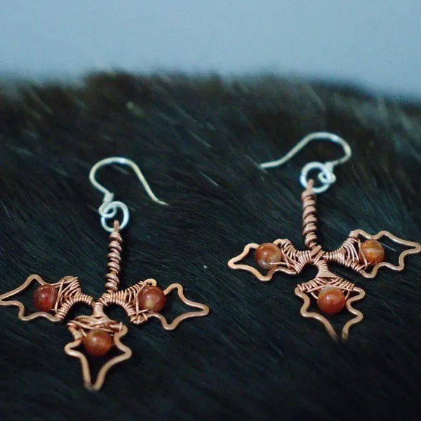 Holly Leaf Copper Earrings