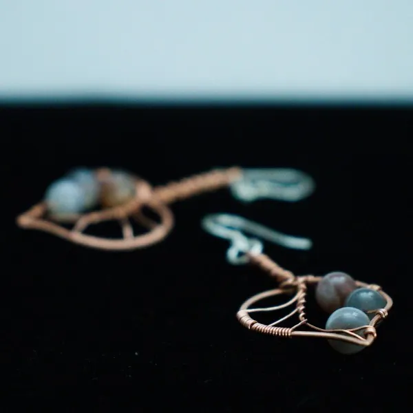 Paper Birch Leaf Copper Earrings