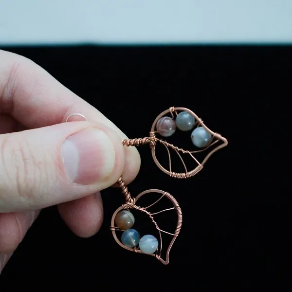 Paper Birch Leaf Copper Earrings