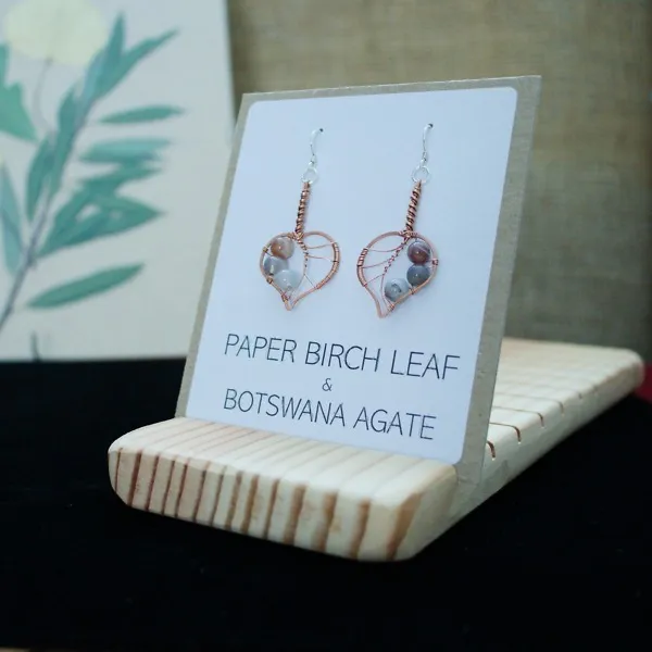 Paper Birch Leaf Copper Earrings