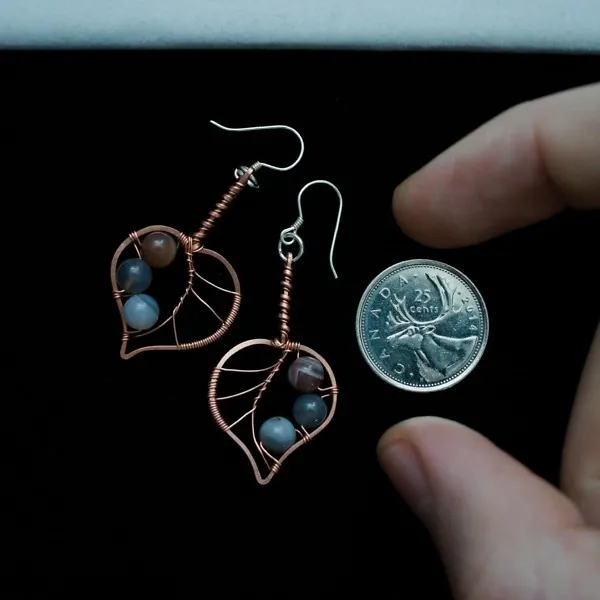 Paper Birch Leaf Copper Earrings