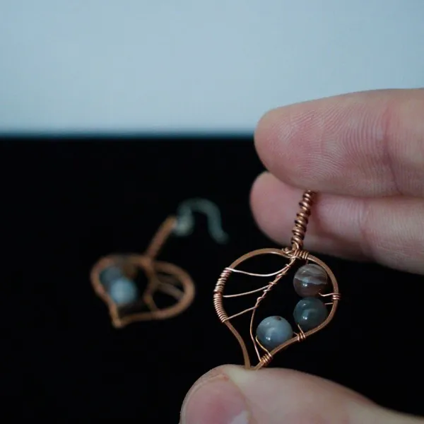 Paper Birch Leaf Copper Earrings