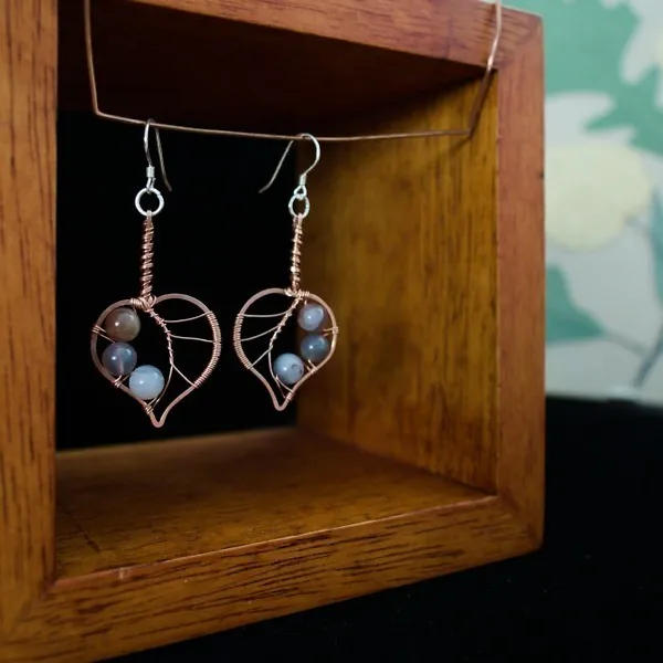 Paper Birch Leaf Copper Earrings