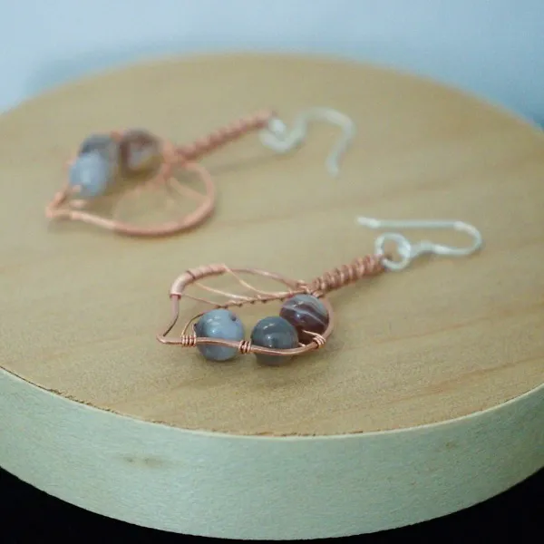 Paper Birch Leaf Copper Earrings