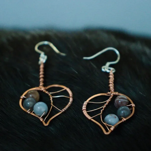 Paper Birch Leaf Copper Earrings