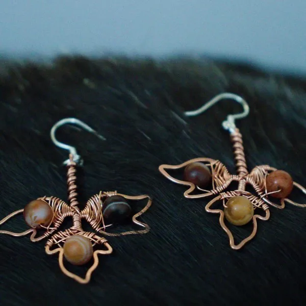 Poison Ivy Leaflet Copper Earrings