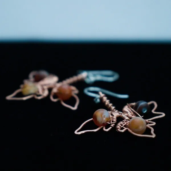 Poison Ivy Leaflet Copper Earrings