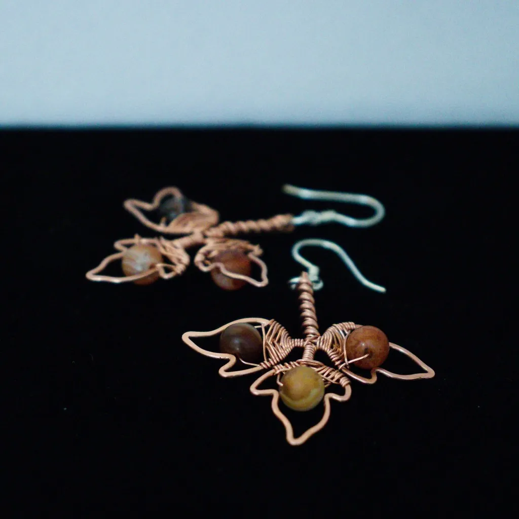 Poison Ivy Leaflet Copper Earrings