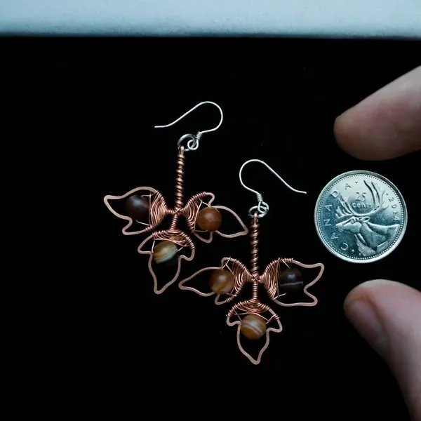 Poison Ivy Leaflet Copper Earrings