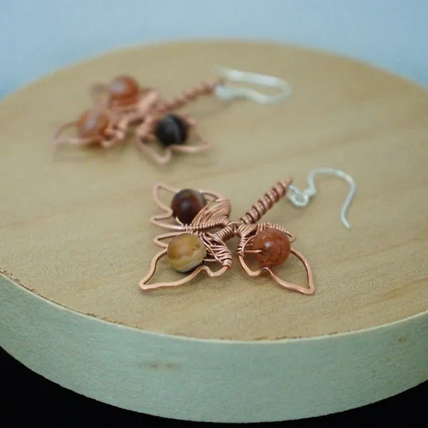 Poison Ivy Leaflet Copper Earrings