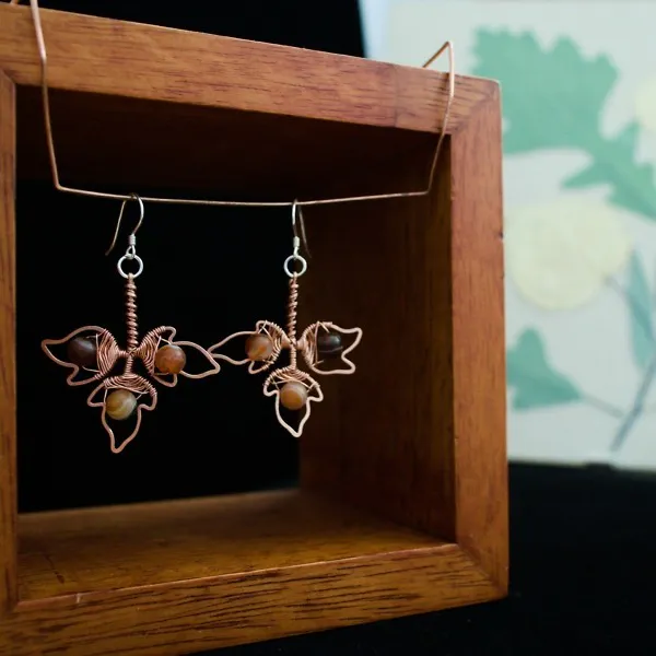 Poison Ivy Leaflet Copper Earrings