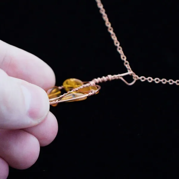 Quaking Aspen Leaf - Amber - Copper Necklace