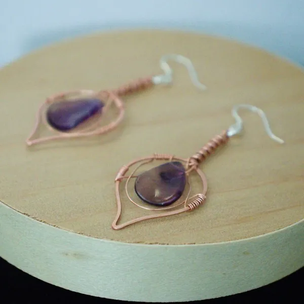 Quaking Aspen Leaf Copper Earrings