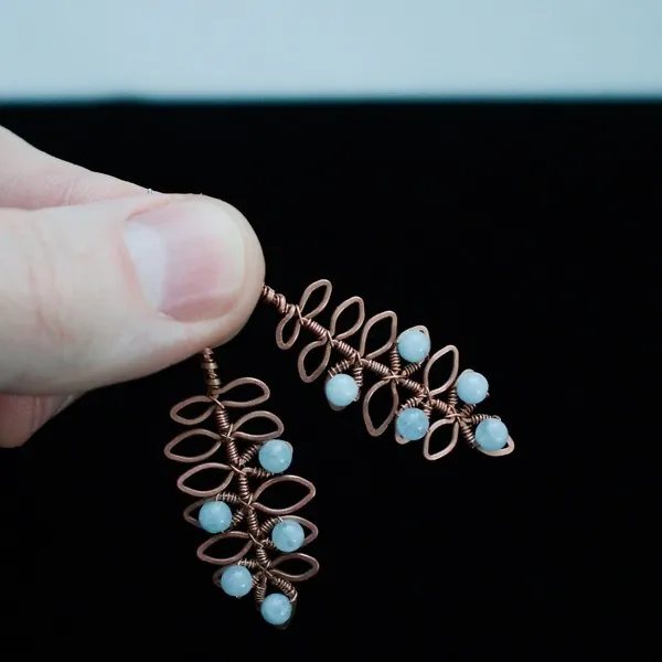 Rowan Leaflet Copper Earrings