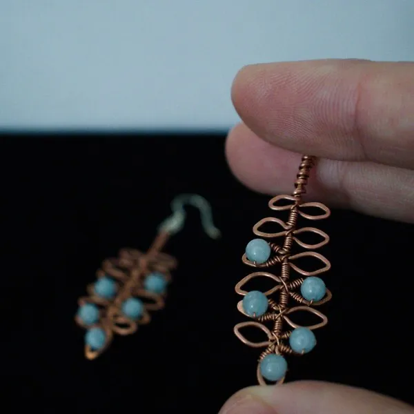 Rowan Leaflet Copper Earrings