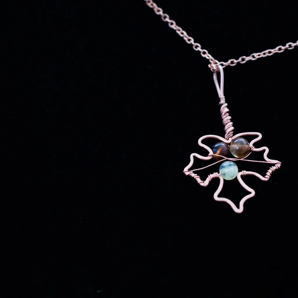 Sugar Maple Leaf - Whiskey Citrine - Copper Necklace