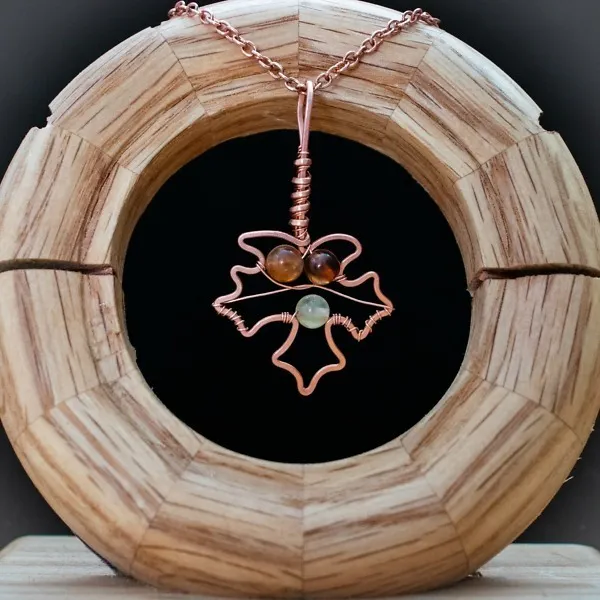 Sugar Maple Leaf - Whiskey Citrine - Copper Necklace