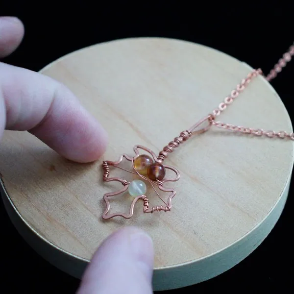 Sugar Maple Leaf - Whiskey Citrine - Copper Necklace