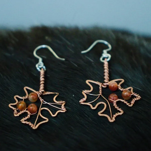 Sugar Maple Leaf Copper Earrings