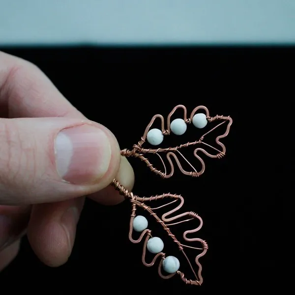 White Oak Leaf Copper Earrings