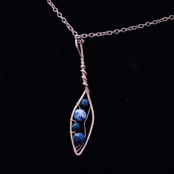 Willow Leaf - Sodalite - Copper Necklace