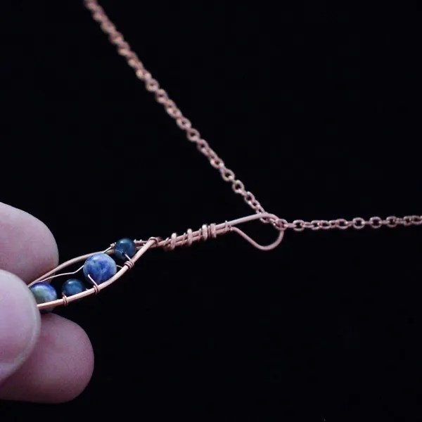 Willow Leaf - Sodalite - Copper Necklace