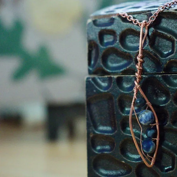 Willow Leaf - Sodalite - Copper Necklace